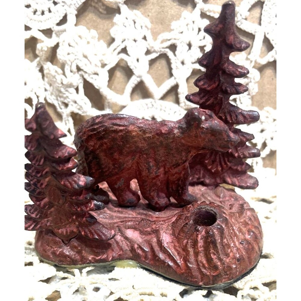 Rustic Cast Iron Bear Incense Holder Cabin Man Cave Hunting Lodge